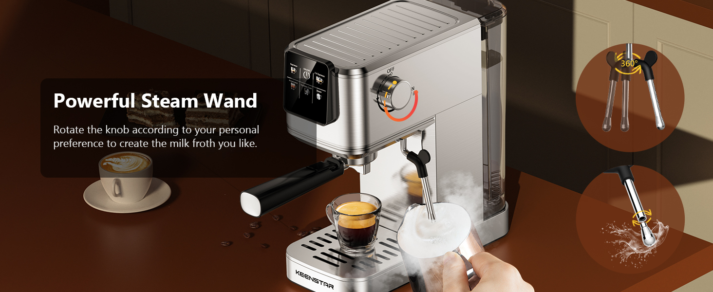 KEENSTAR 20-Bar Espresso Machine with Milk Frother