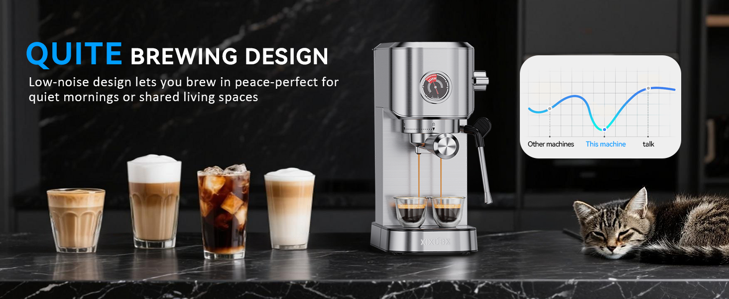 XIXUBX 20-Bar Stainless Steel Espresso Machine with Milk Frother