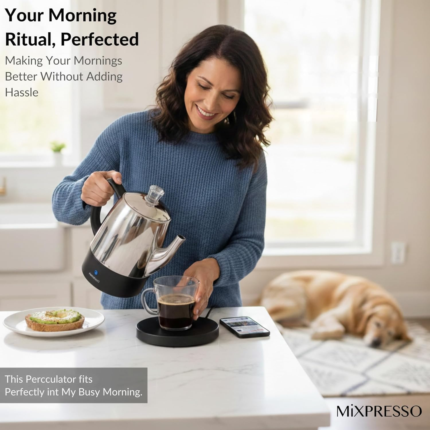 Mixpresso Small Electric Percolator Coffee Pot