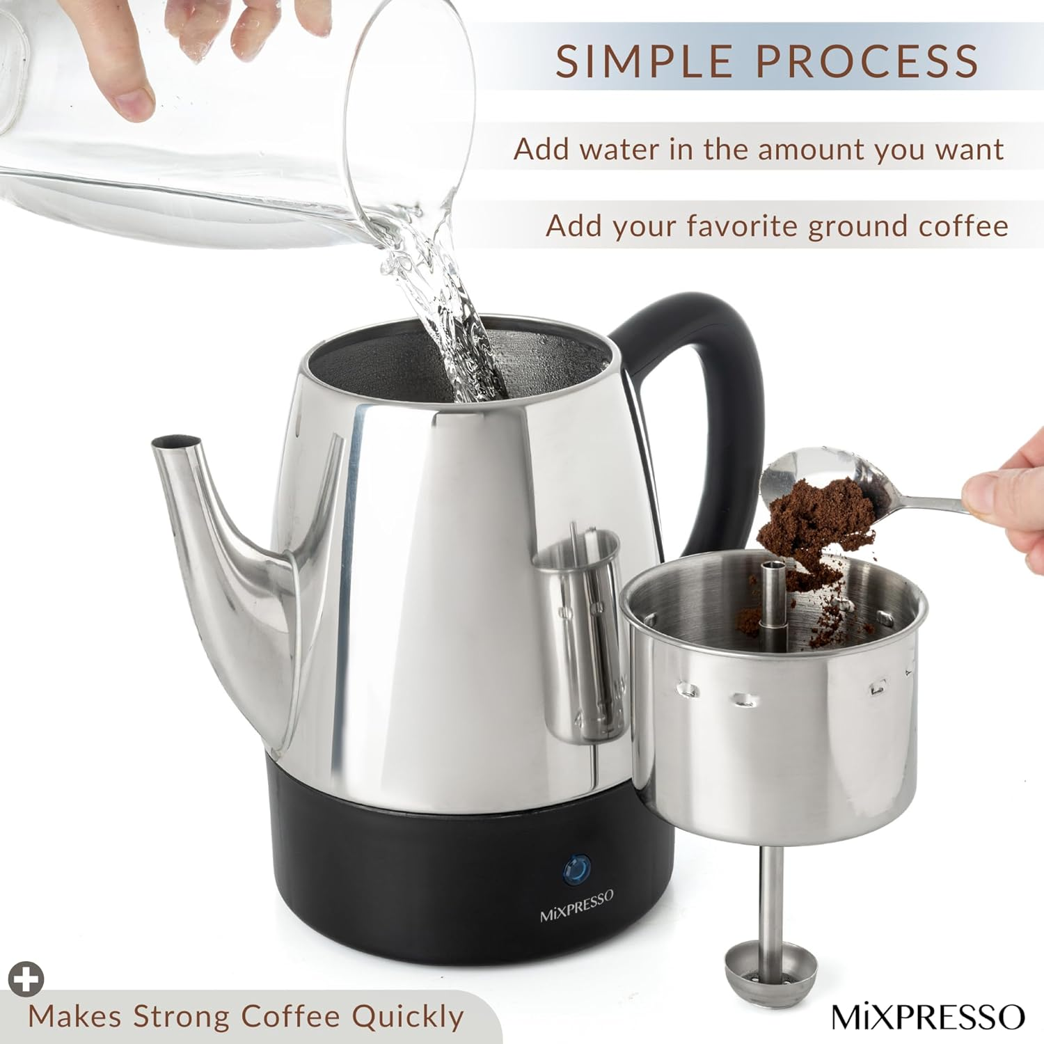 Mixpresso Small Electric Percolator Coffee Pot